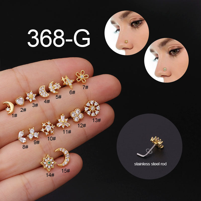 20G Surgical Steel Crescent Moon L Bend Nose Ring - Hypoallergenic Body Jewelry for Sensitive Skin | Perfect for Cartilage, Septum, or Nostril Piercing | HSPJ368