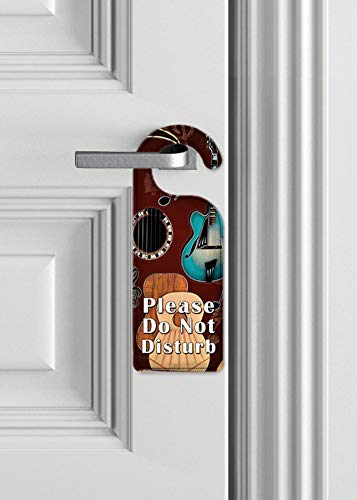 Hand-Painted Do Not Disturb Door Hanger Sign with Guitar Art - Premium Ceramic Plaque for Hotel Rooms, Bedrooms & Offices - Inspired by Dan Morris Photography