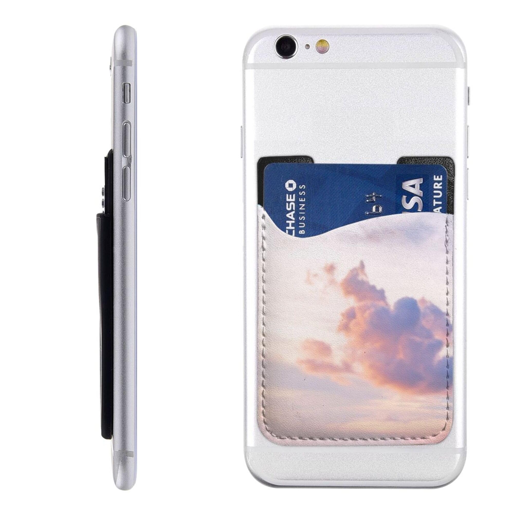 Custom Personalized Stick-On Phone Card Holder - Credit Card & ID Wallet for Back of Phone - Add Your Photo/Logo/Text (Black) - Perfect for Hands-Free Shopping, Travel & Everyday Convenience