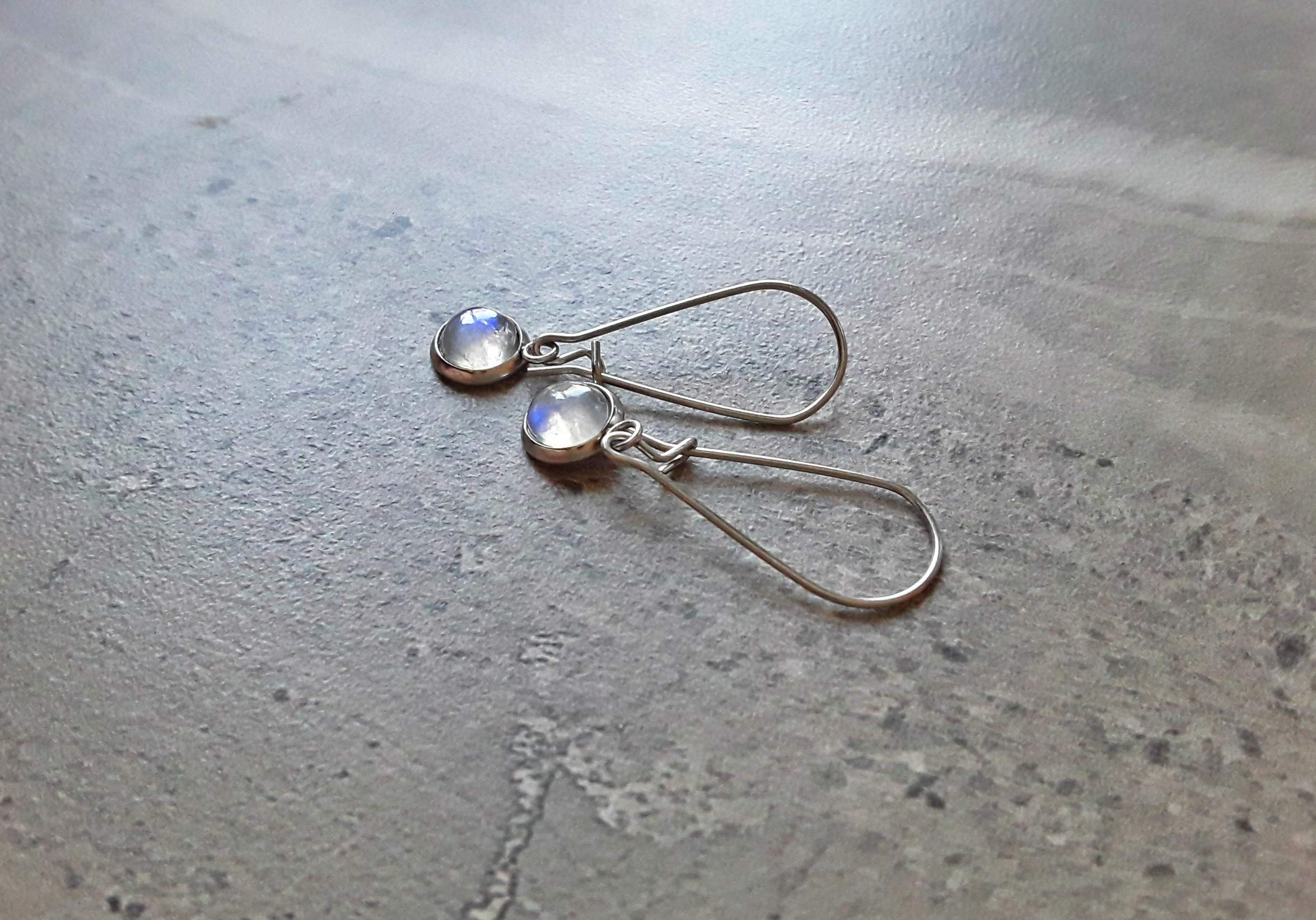 Moonstone June Birthstone Petite Kidney Hook Earrings - Stainless Steel Jewelry for Women - Perfect Gift for Birthday, Anniversary & Special Occasions