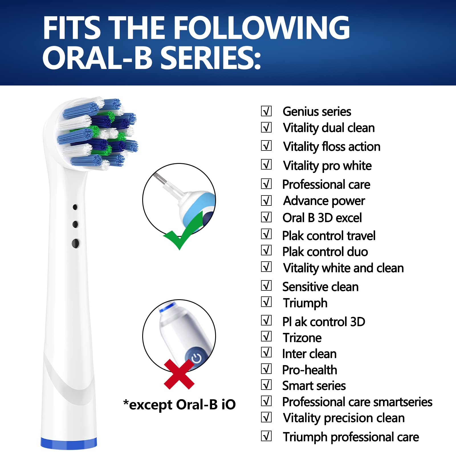 Oral B Electric Toothbrush Replacement Heads - 8 Pack Cross Action Brush Heads for Professional Cleaning | Compatible with Oral B Smart Series, Pro 1000, 2000, 3000 | Perfect for Daily Oral Care & Travel Use