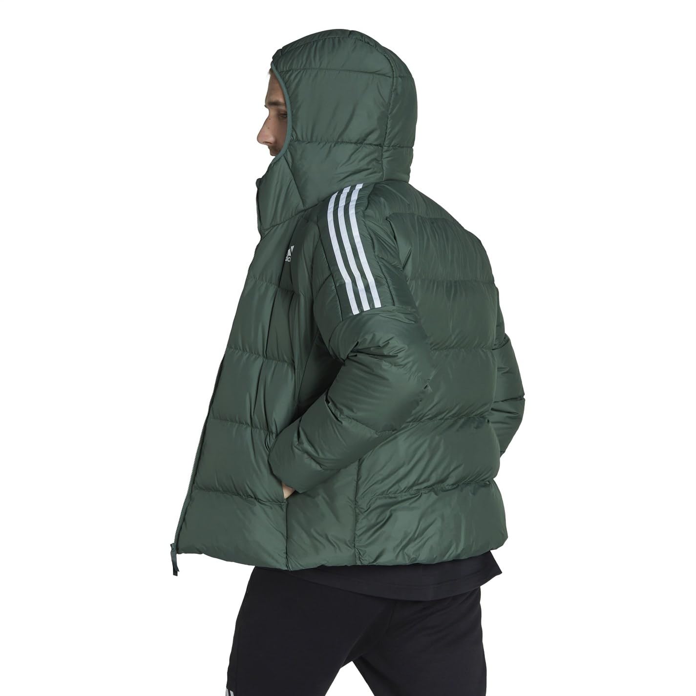 Adidas Men's Essentials Midweight Down Hooded Jacket - Lightweight Warm Winter Coat for Outdoor Activities, Hiking & Casual Wear