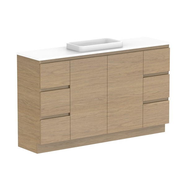 ADP Glacier Pro Ensuite Door and Drawer Trio Vanity with Solid Surface Top - Modern Bathroom Vanity Set with Storage for Home & Hotel Use