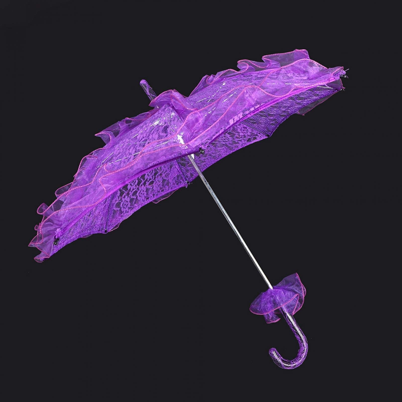 Elegant Purple Lace Wedding Umbrella - Stylish Bridal Photo Prop for Outdoor Ceremonies, Engagement Shoots & Vintage Themed Weddings