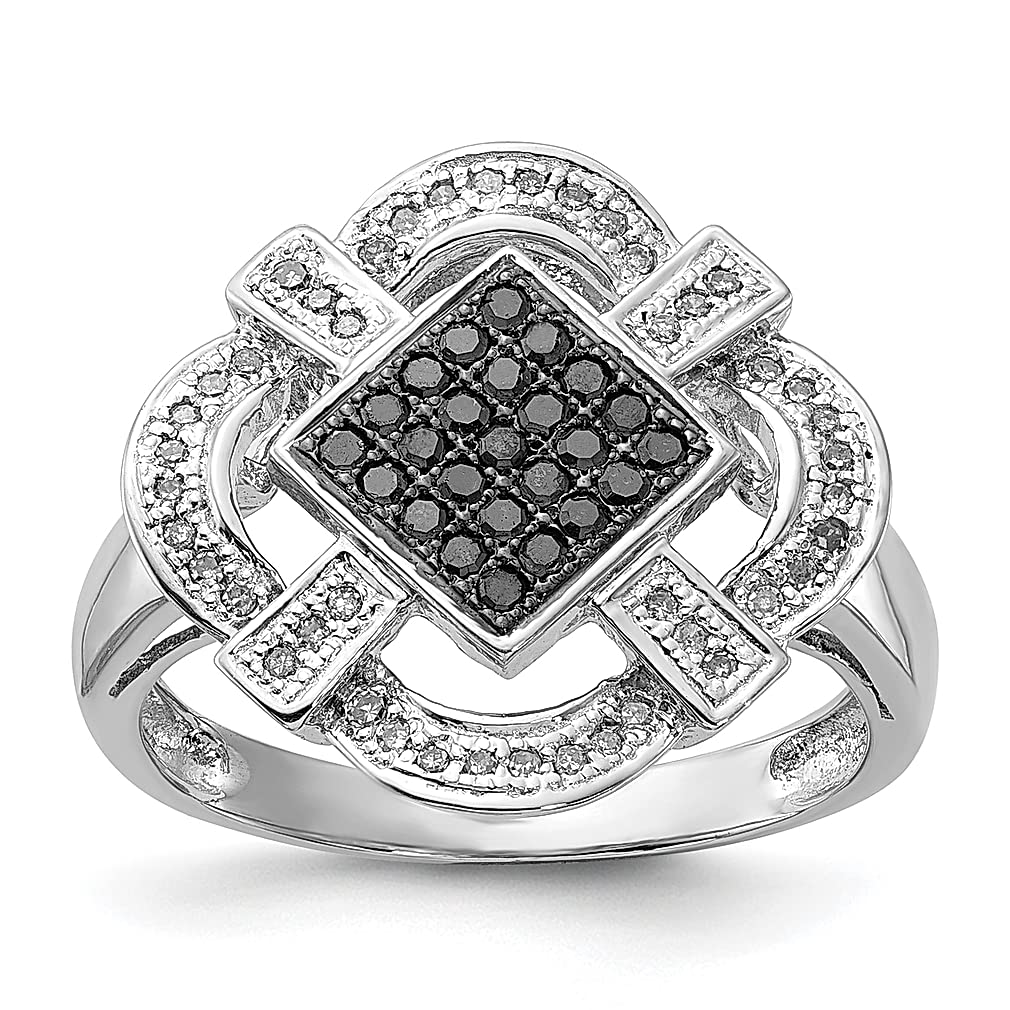 925 Sterling Silver Black & White Diamond Band Ring for Women - Elegant Stackable Wedding Ring, Anniversary Gift for Her - Perfect for Everyday Wear, Date Nights & Special Occasions
