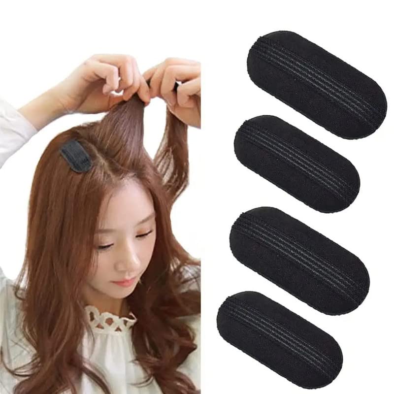 Chronex 4-Piece Sponge Hair Bump Inserts - Hair Clip Insert & Bun Maker for Volume & Styling - Black - Perfect for Updos, Ponytails & Everyday Hairstyles