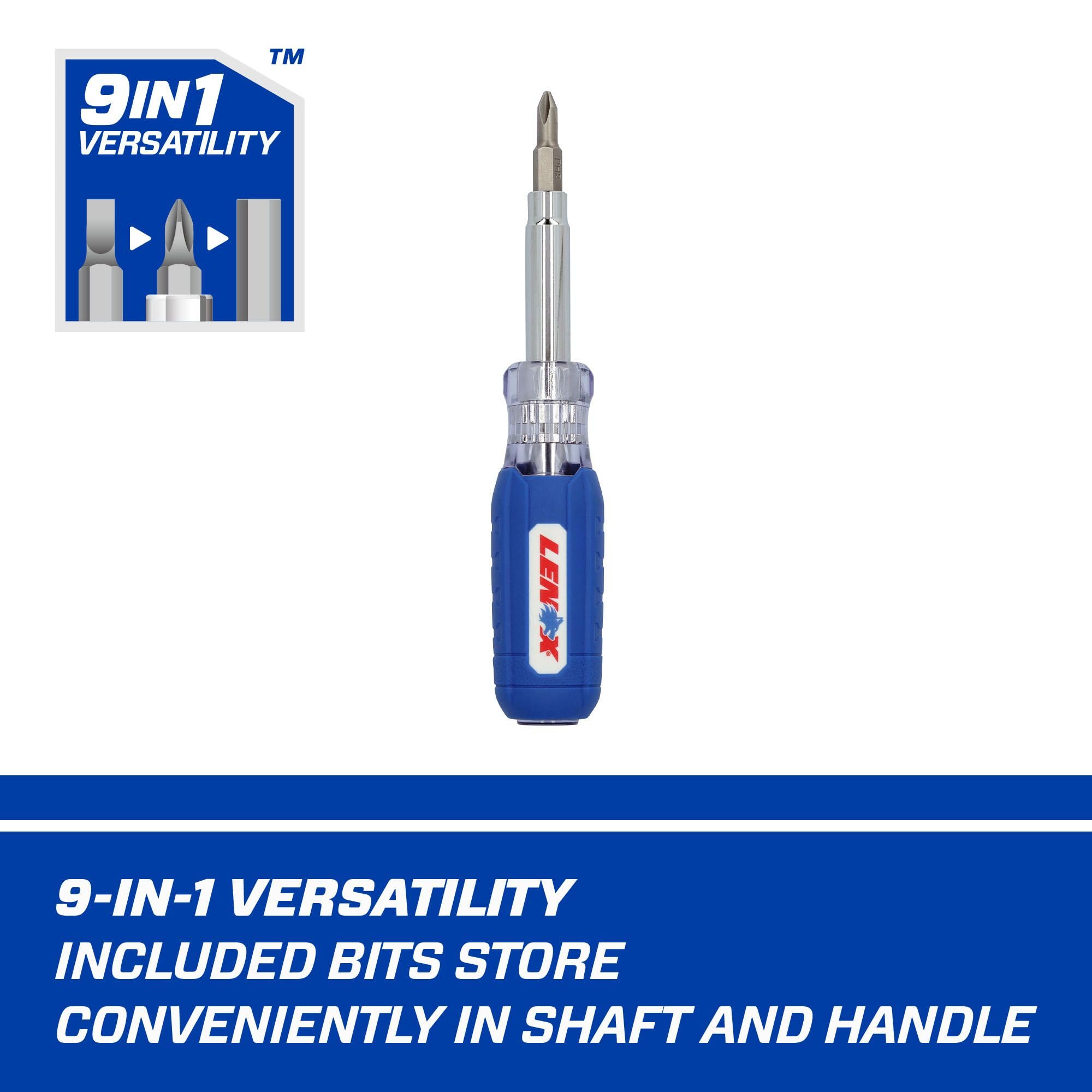 LENOX 9-in-1 Multi-Bit Screwdriver Set with Magnetic Tip (LXHT68000) - Perfect for Home Repairs, DIY Projects & Professional Use