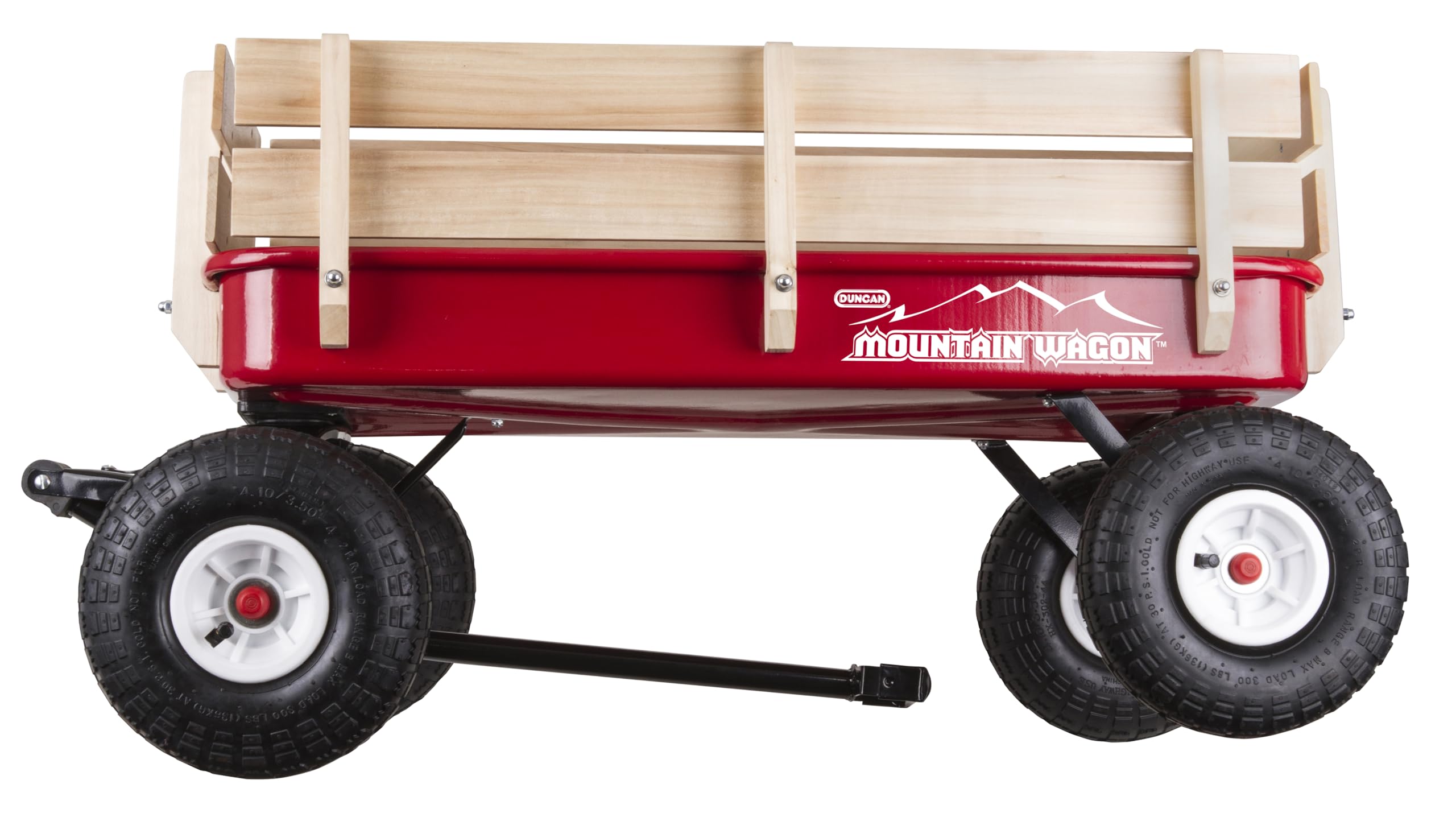 Duncan Toys Mountain Wagon - All-Terrain Pull Along Toy Wagon for Kids with Wooden Panels, Wide Grip Handle & Sturdy Wheels - Red Kids Wagon 41