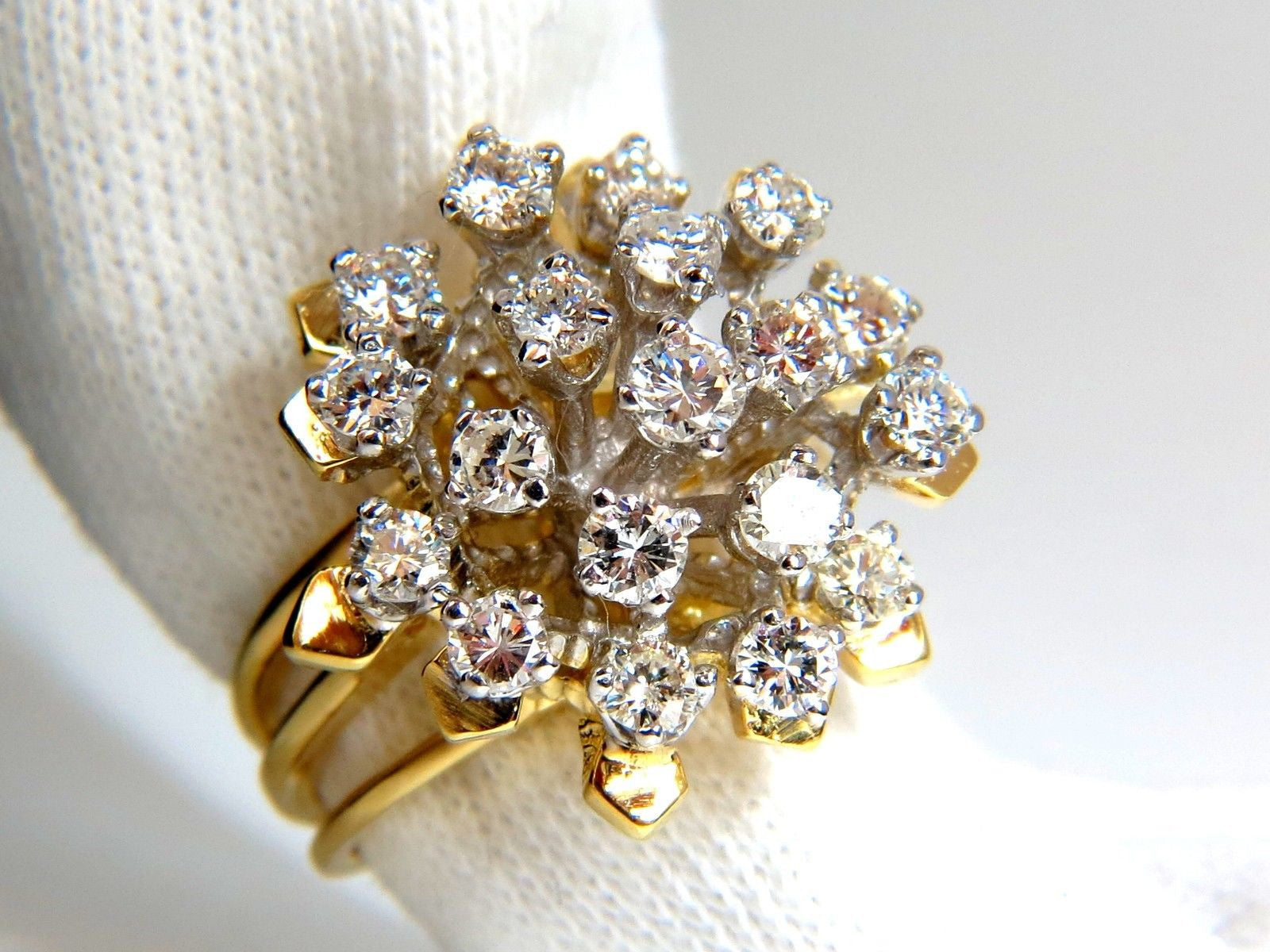 1.90CT Natural Diamonds Floating Raised Cocktail Ring in 14KT Gold - Elegant 3D Design for Parties, Weddings & Special Occasions