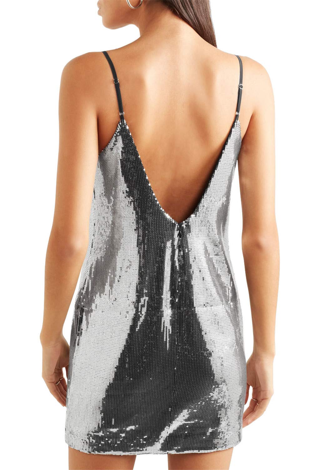 Honeydress Women's Glitter Sequin Mini Prom Dress - Short V-Neck Sexy Cocktail Party Dress for Night Out, Club, Homecoming, Date Night