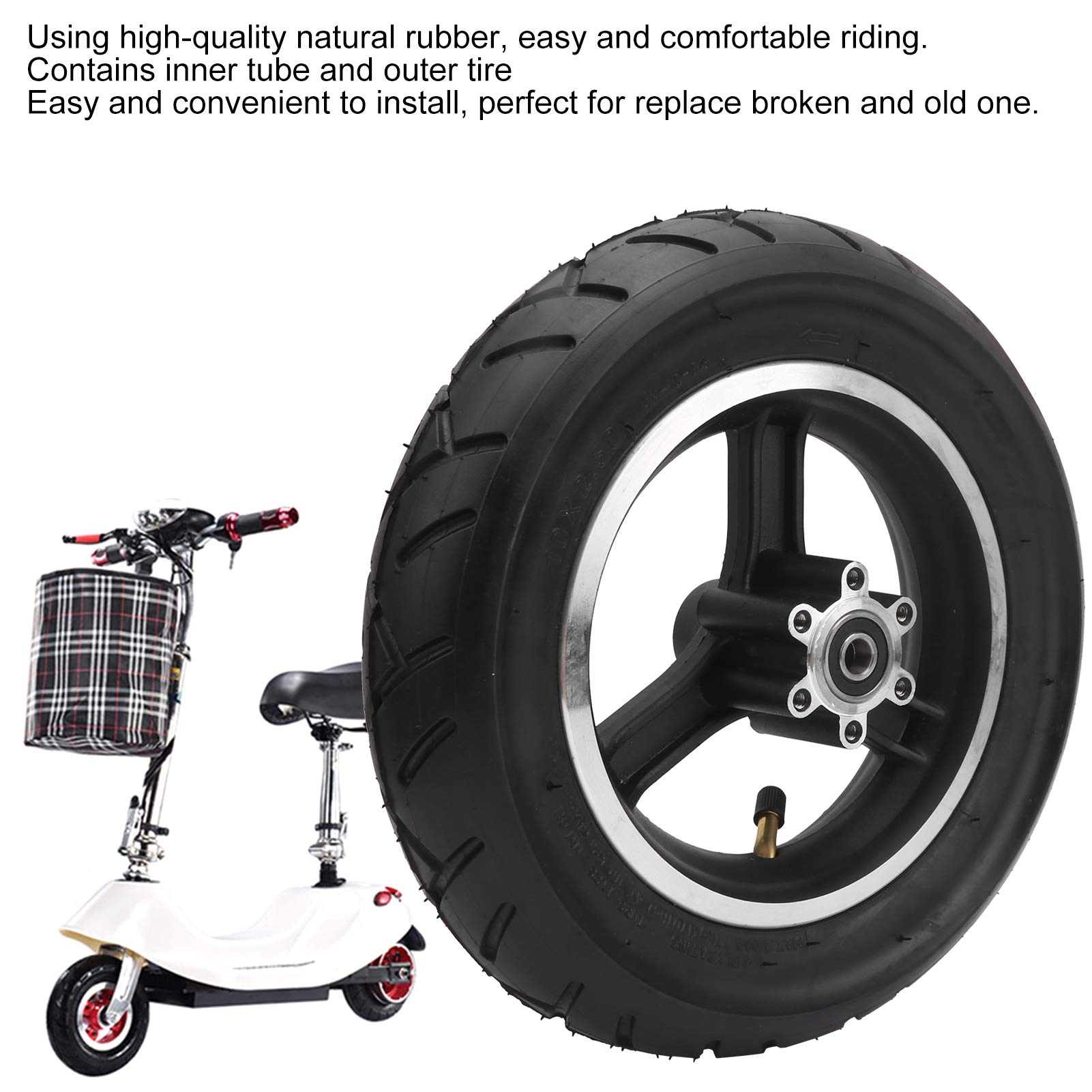 10x2.5 Inch Electric Scooter Tires with Wheel Hub - Durable Rubber Inflatable Inner Tube Replacement for Electric Scooters - Perfect for Commuting, Urban Travel & Outdoor Adventures
