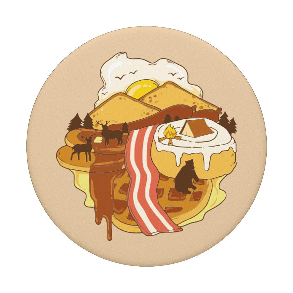 Bacon Egg Waffle PopSockets - Swappable PopGrip for Phones & Tablets - Food Landscape Design - Perfect for Breakfast Lovers & Foodies