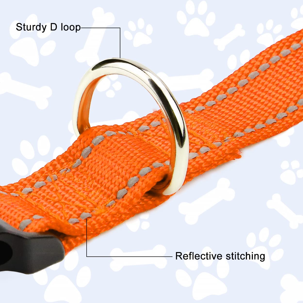 Reflective Nylon Dog Collar for Small Dogs - Adjustable Puppy Collar with Quick Release Buckle, 3/8