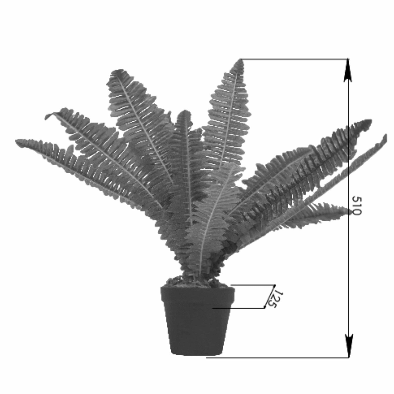 50cm Artificial Green Leaf Fern Plant by Criterion - Realistic Fake Plant for Home Decor, Office, Living Room, Bedroom & Indoor Spaces