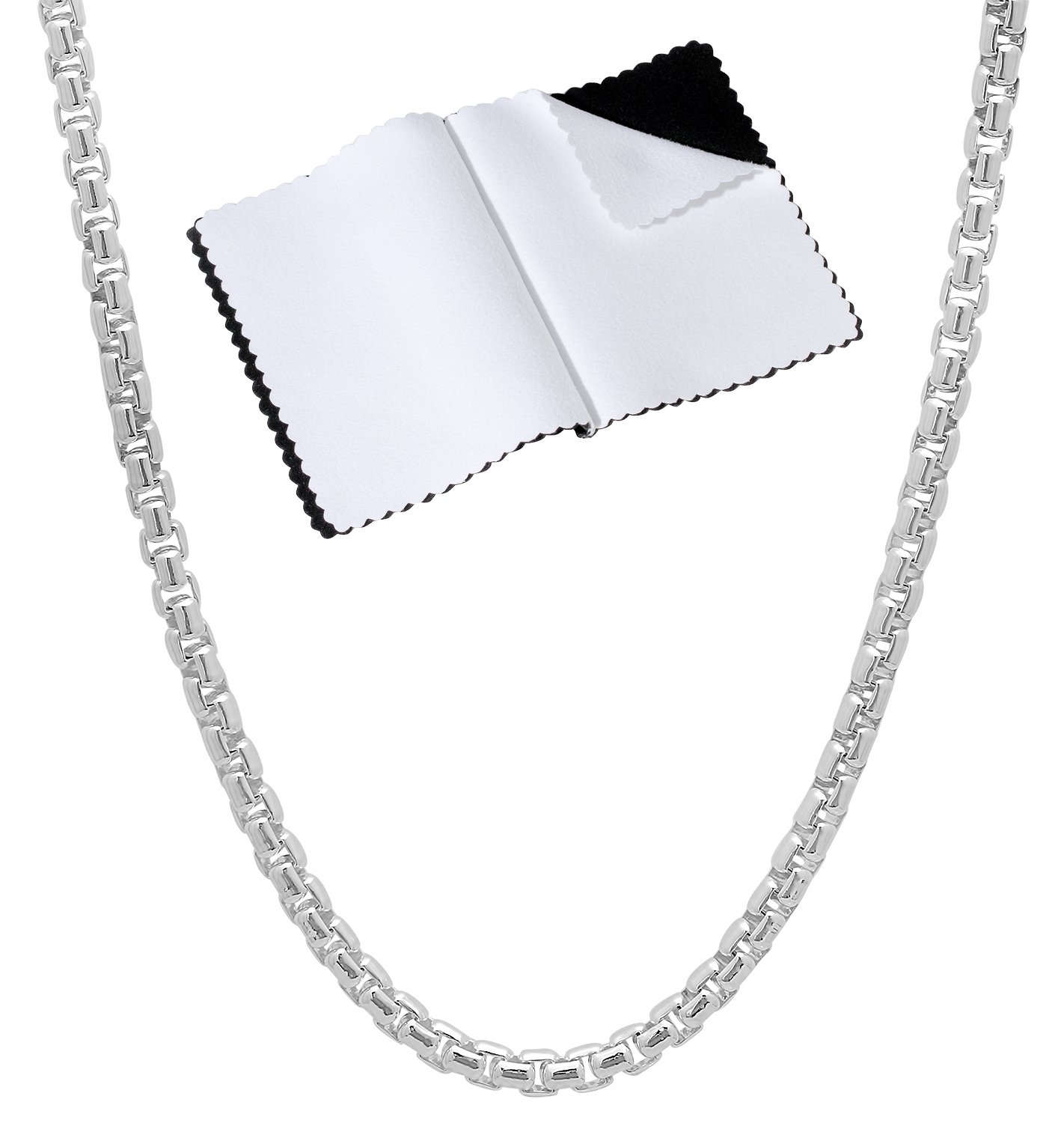 3.5mm Solid .925 Sterling Silver Square Box Chain Necklace for Women - Durable Fine Jewelry for Everyday Wear, Gifts & Special Occasions