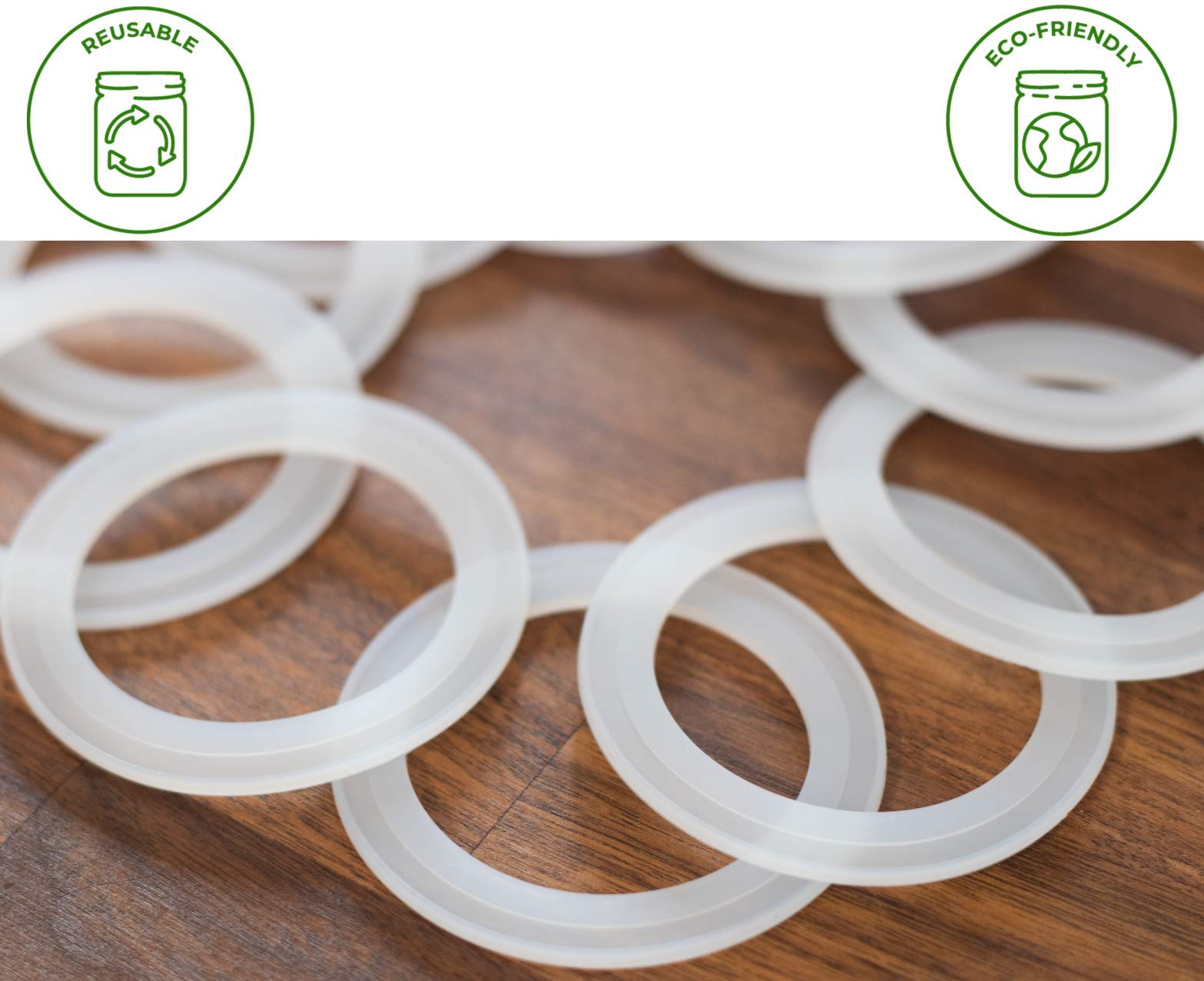 Platinum Silicone Sealing Gaskets for Leak Proof Mason Jar Lids | 10 Pack Reusable Food Grade Silicone Seal Gaskets Replacement for Plastic Mason Jar Lids & Rings (Regular Mouth) - Perfect for Canning, Pickling, Food Storage & Meal Prep