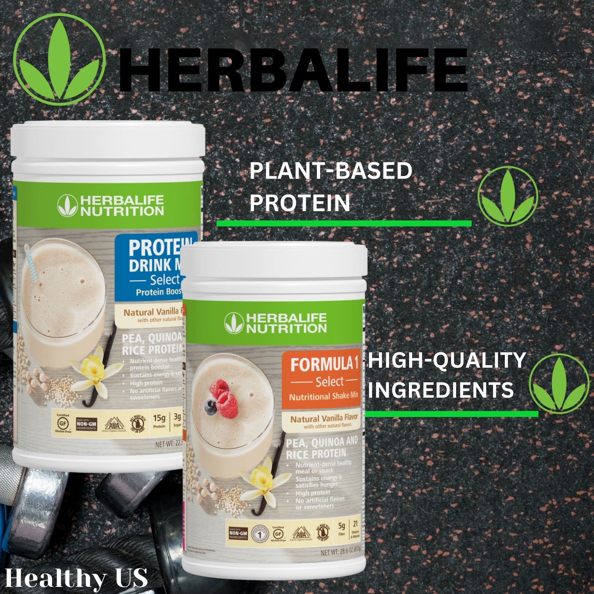 Herbalife DUO: Formula1 Select Natural Vanilla Flavor 810g & Protein Drink Mix 638g - Nutrient-Rich Meal Replacement Shake, Gluten-Free, No Artificial Sweeteners | Perfect for Weight Management, Post-Workout Recovery & Healthy On-The-Go Snacks
