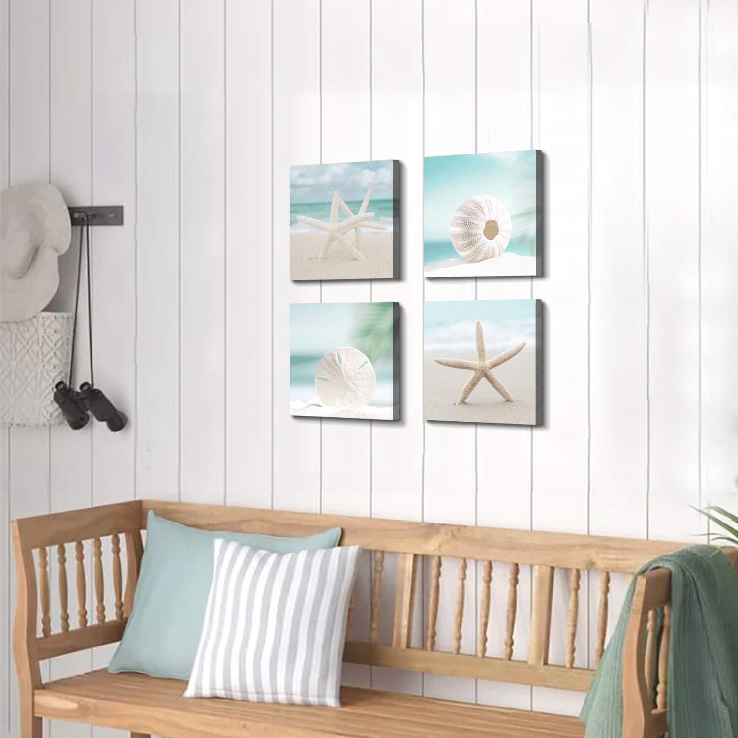 ARTISTIC PATH Seashell Canvas Wall Art - Coastal Beach Decor for Living Room, Bedroom & Bathroom - Ocean Themed Home Decor
