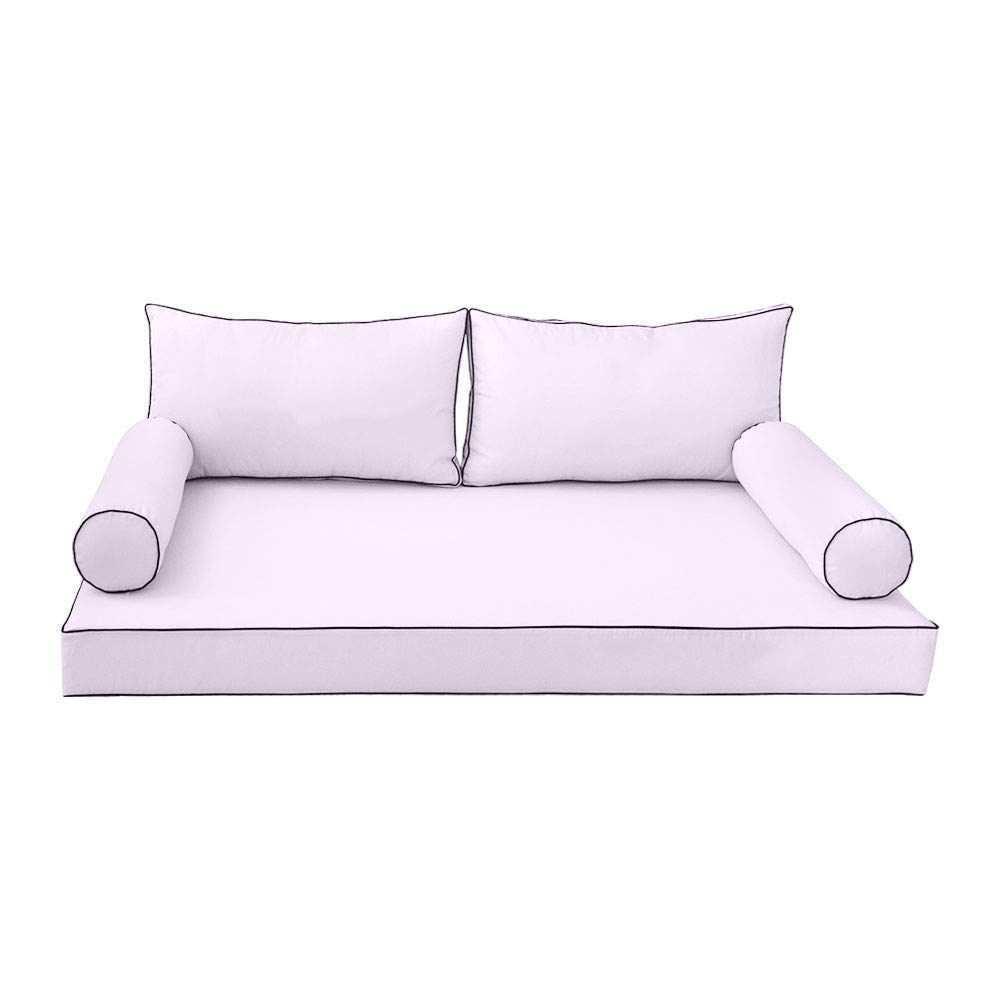 Prolinemax Outdoor Style 2 Twin-XL Daybed Mattress Cover with Contrast Trim - Fitted Bolster Pillow Sheet AD107 - Perfect for Patio Furniture, Guest Beds & Dorm Room Decor