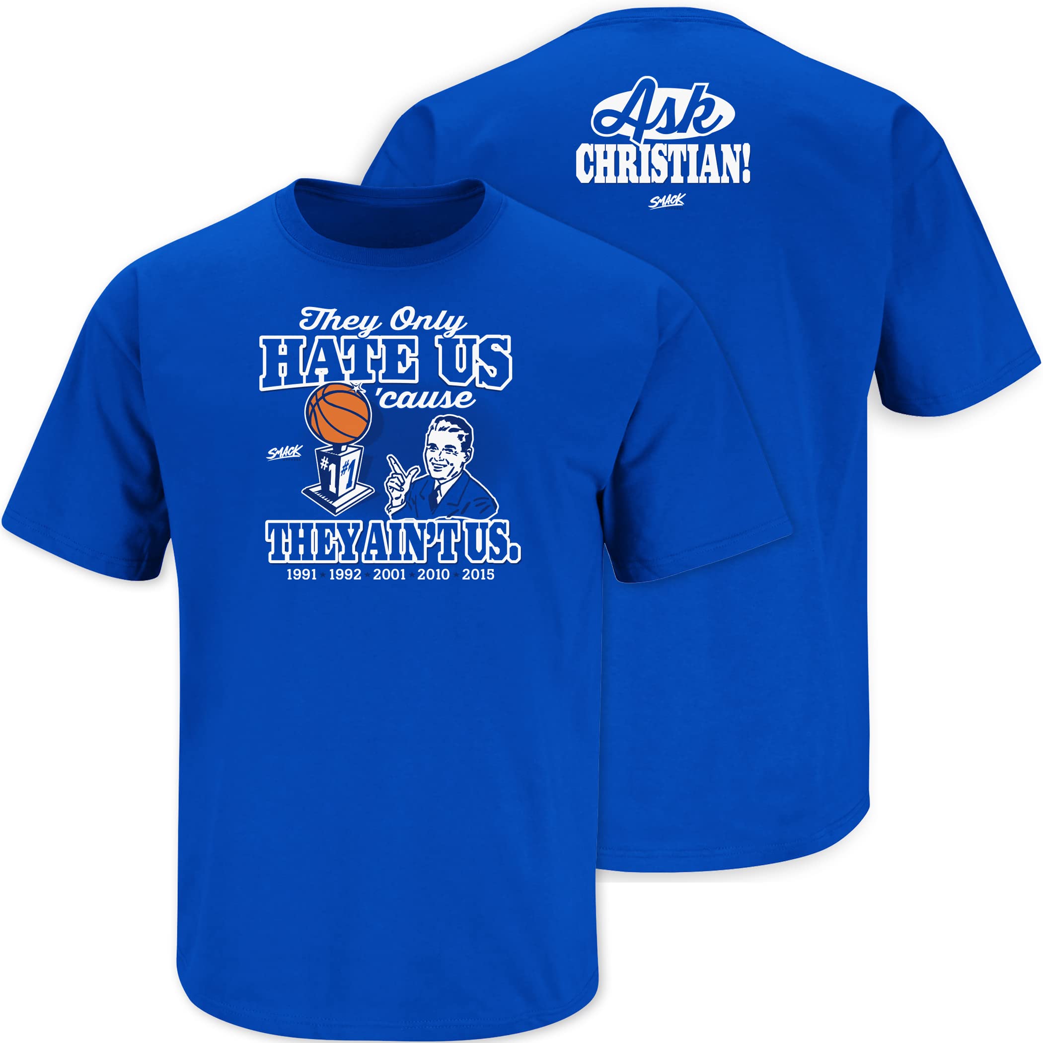 Duke Basketball Fans Blue T-Shirt - 'They Hate Us Cause They Ain't Us' Slogan (Sizes SM-5XL) - Perfect for Game Day, College Spirit Wear & Fan Apparel