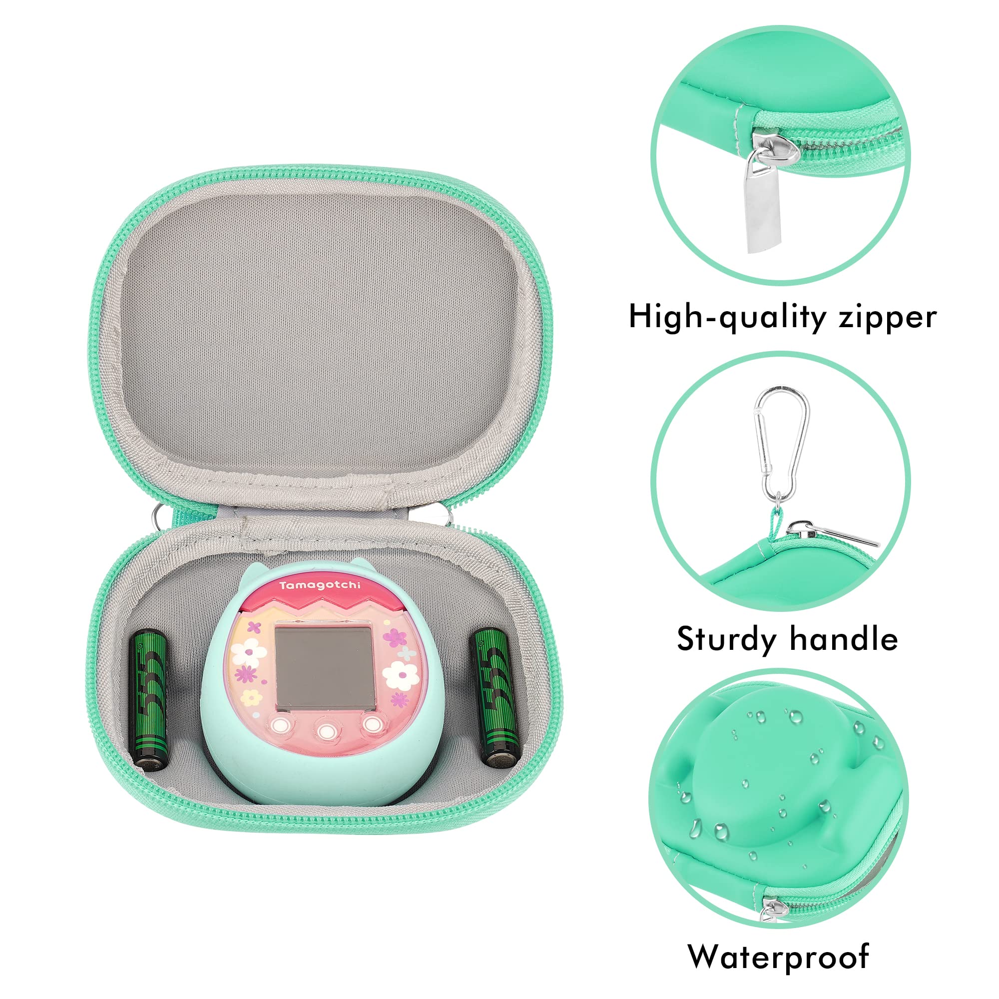 Portable Mini Toy Carrying Storage Case - Silicone Cover for Tamagotchi Pix Virtual Pet (2-in-1 Protective Case Only, Green) | Perfect for Travel, School & On-the-Go Play
