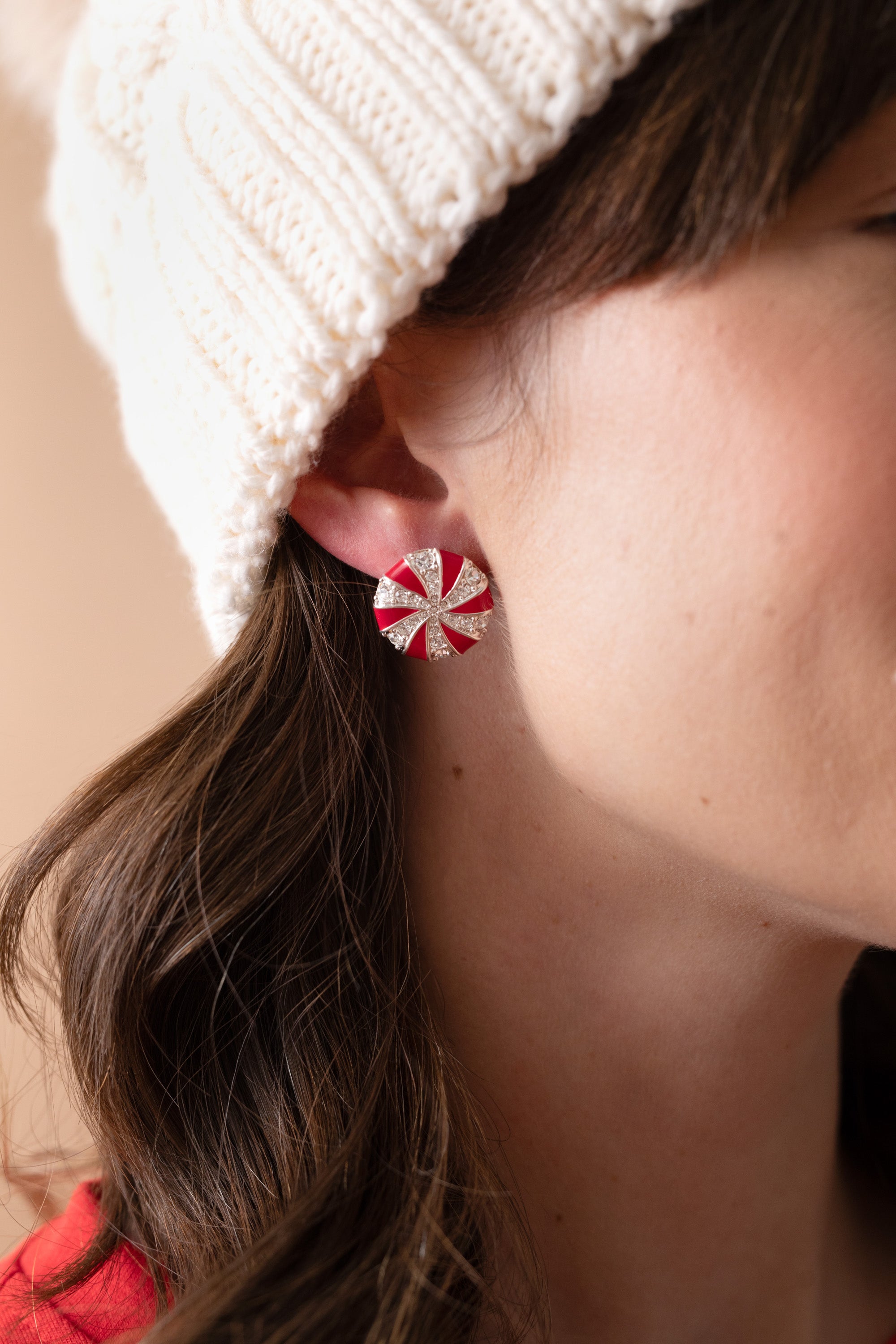 Festive Peppermint Candy Drop Earrings - Christmas Holiday Jewelry Gift for Women - Perfect for Parties, Gift Exchanges & Winter Celebrations