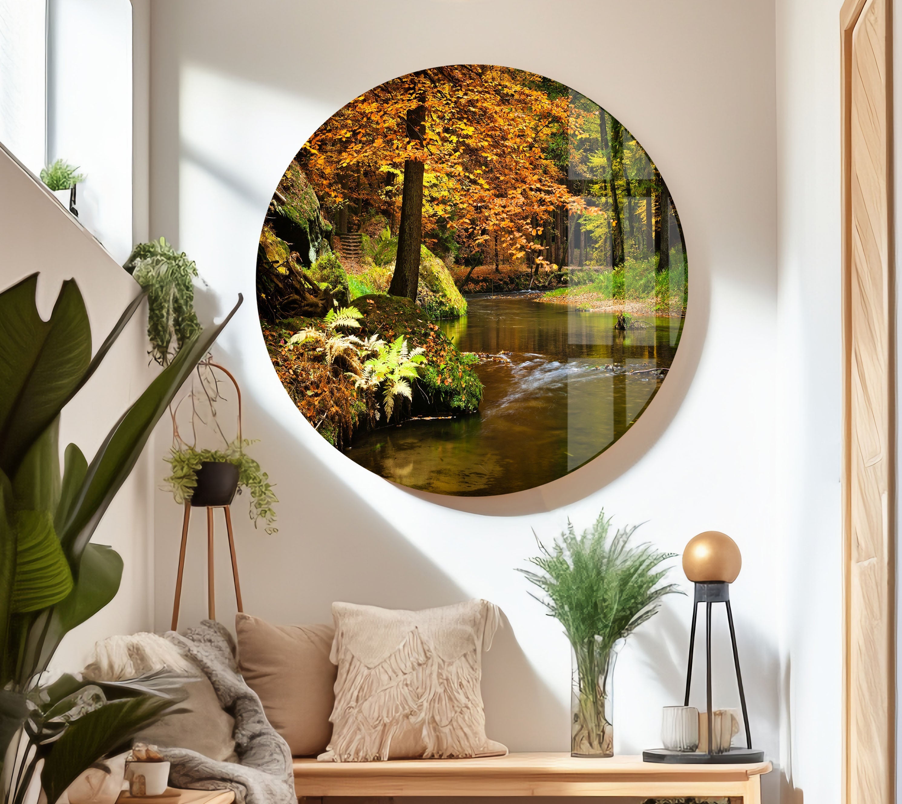 Autumn Forest River Landscape Wall Art - Nature Inspired Canvas Print for Home & Office Decor | Perfect for Living Room, Bedroom & Office Spaces