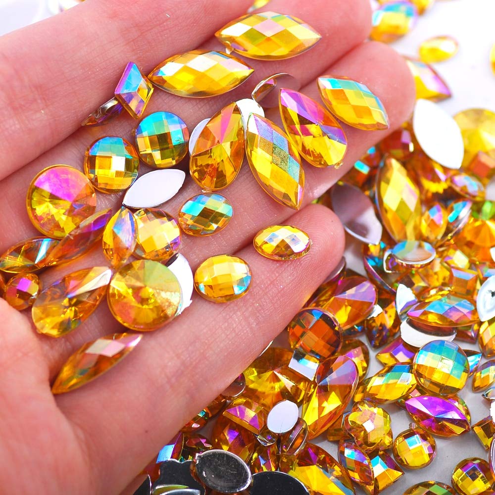 600Pcs/Lot 3D Acrylic Rhinestone Nail Art Decorations - Crystal AB Mix Shapes & Sizes for DIY Nails, Manicure, Jewelry Making | Perfect for Nail Salon, Home DIY, Party Glam Looks