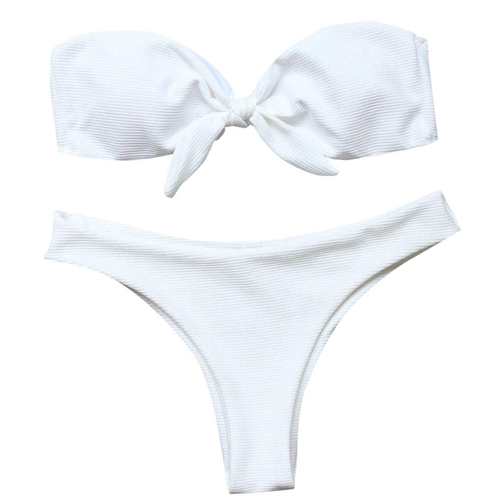 Gumiao Women's Bandeau Bikini Set - Backless Brazilian Swimwear for Beach & Pool