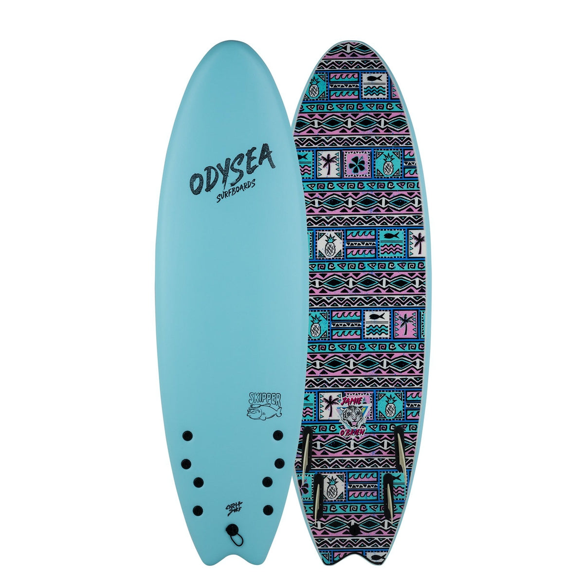 ODYSEA SKIPPER 6'0 Surfboard - JOB Pro Quad Fin Setup - Sky Blue - 20L Volume - High Performance Surfboard for Small to Medium Waves - Perfect for Beach, Reef, and Point Breaks