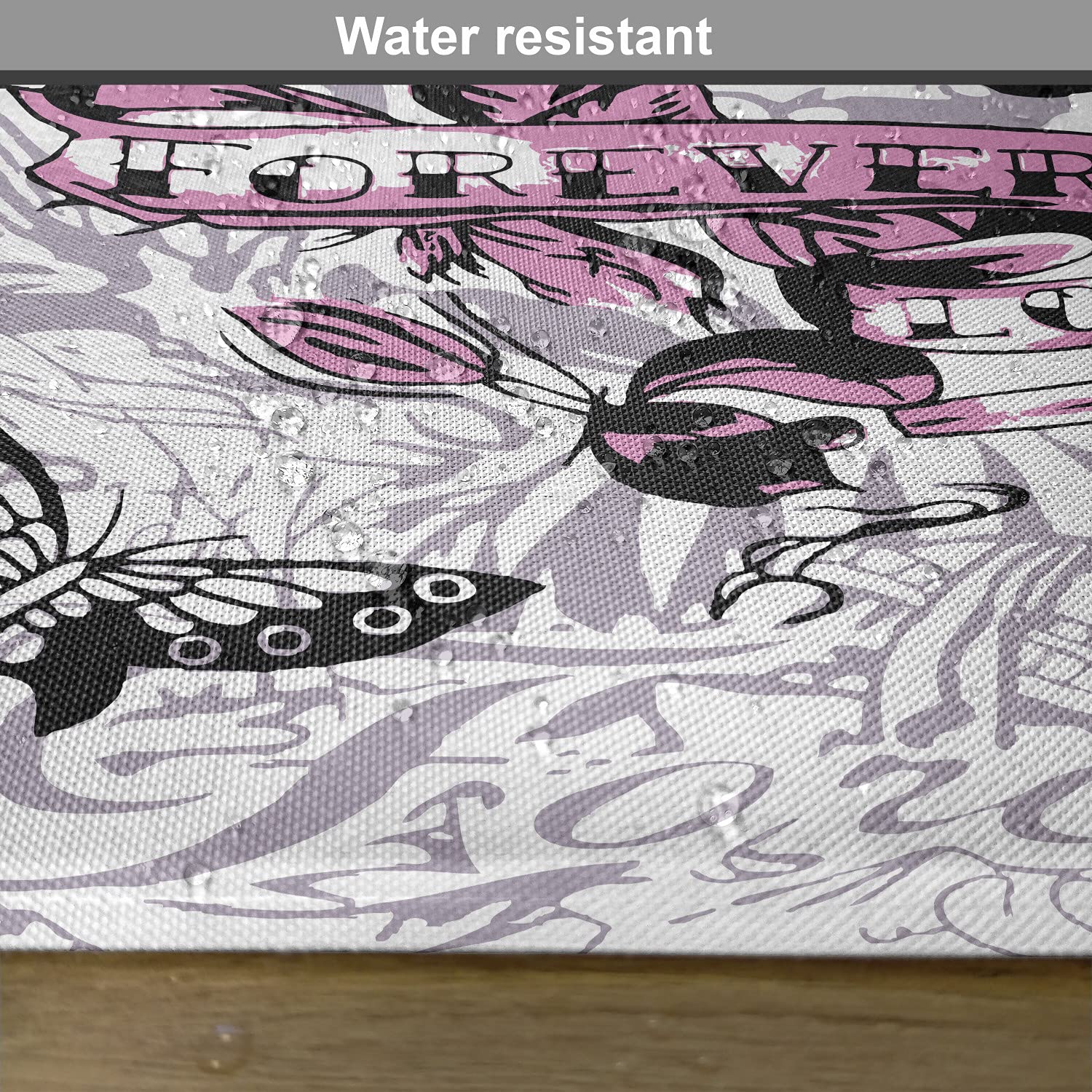 Ambesonne Rose Placemats Set of 4 - Abstract Floral with Butterflies Victorian Design Washable Fabric for Dining Table & Kitchen Decor in Pale Mauve Pink | Perfect for Romantic Dinners, Tea Parties & Home Decor