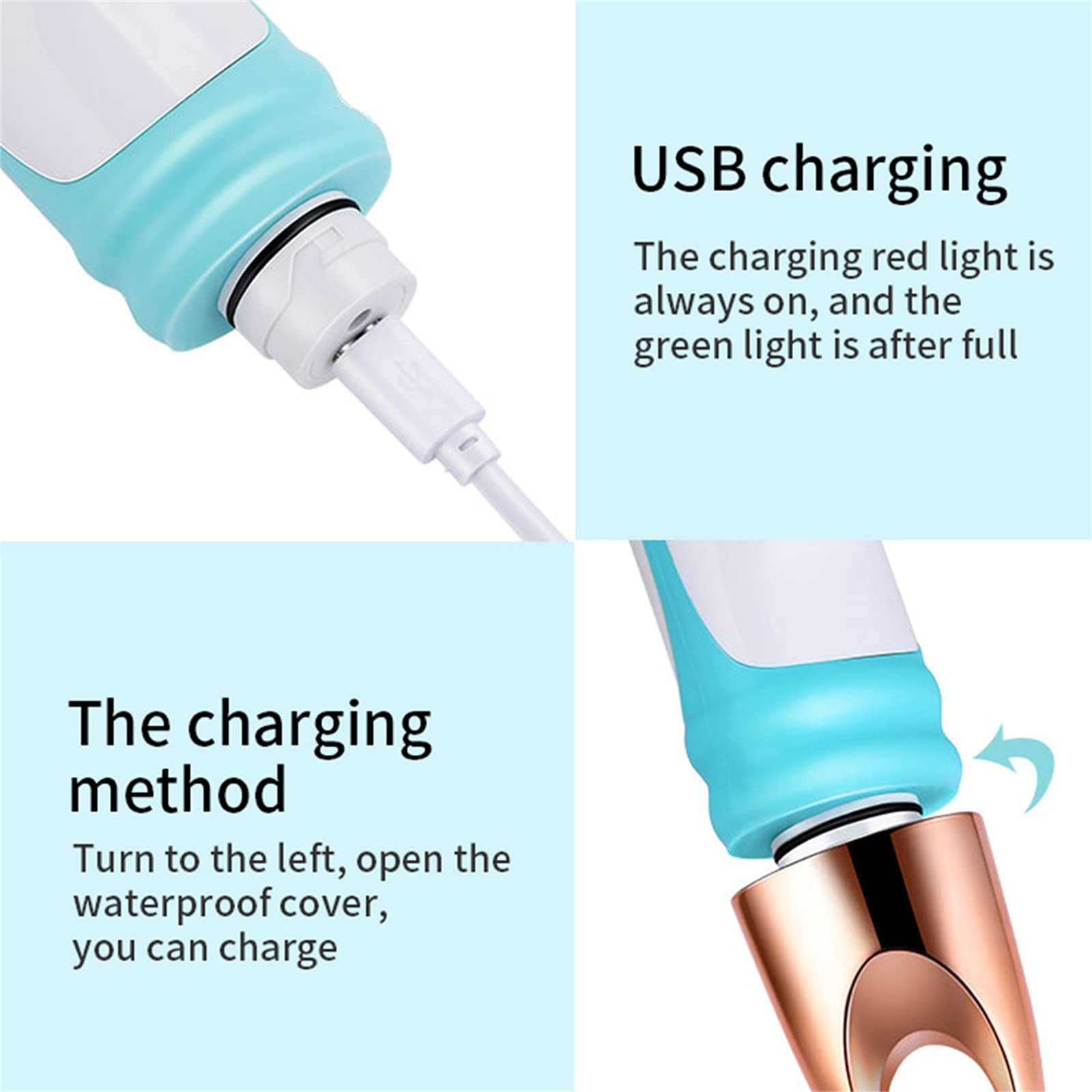 USB Rechargeable Electric Body Brush for Shower - 4-in-1 Silicone Back Scrubber with Long Handle, Exfoliating & Massage Brush for Deep Cleansing (Blue) | Perfect for Spa Days, Sensitive Skin Care & Hard-to-Reach Areas