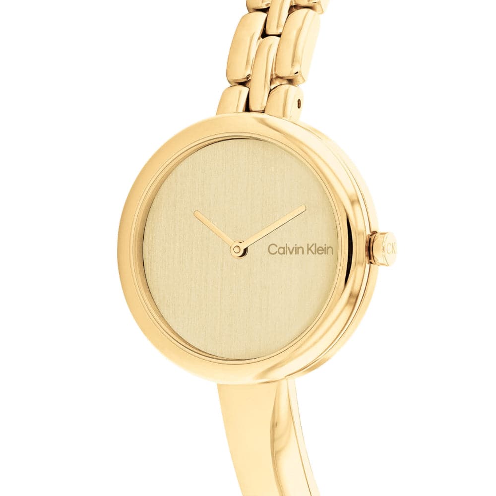 Calvin Klein Women's Elegance Gold Dial Stainless Steel Watch 25200279 - Luxury Fashion Timepiece for Office, Party & Everyday Wear