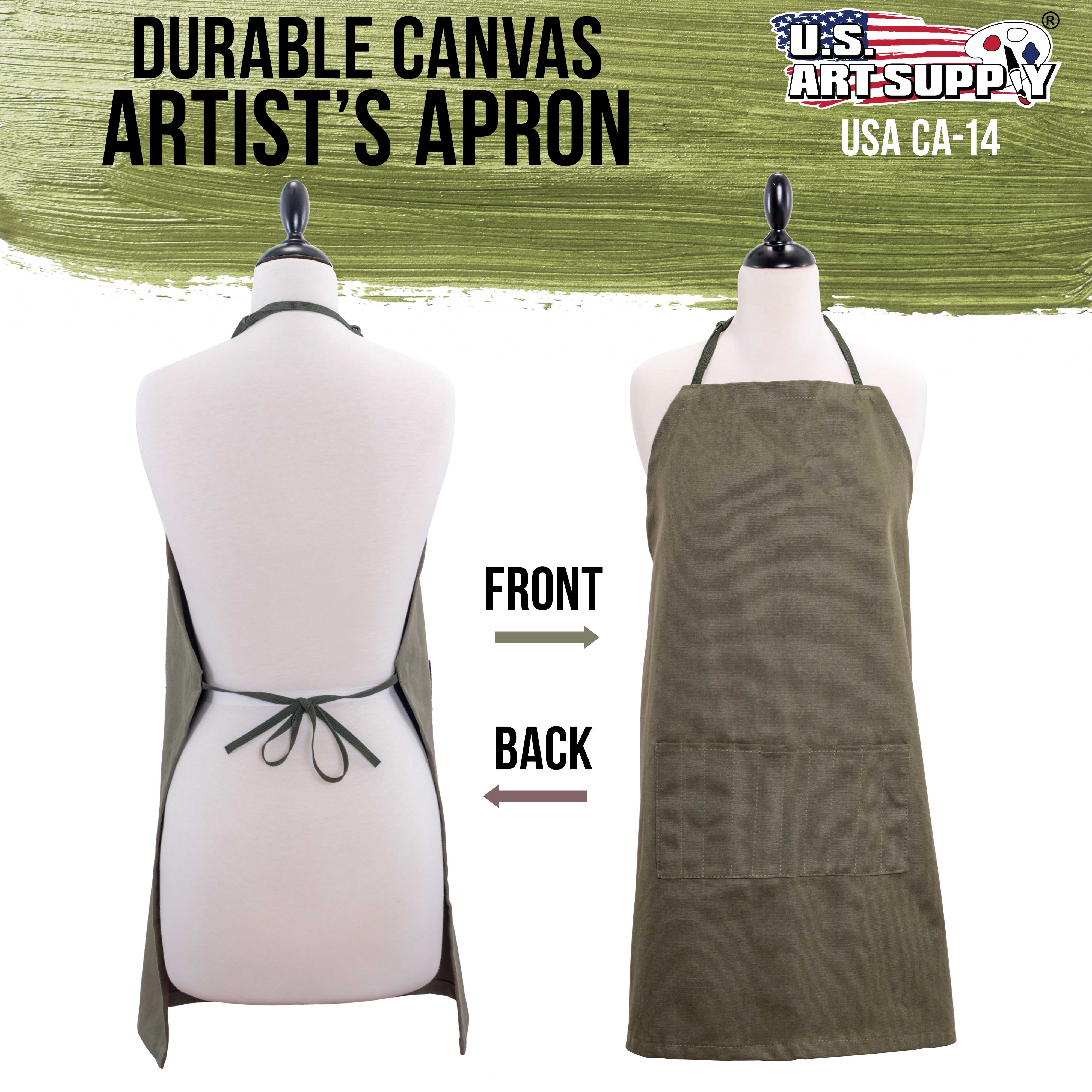 Extra Large Adjustable Artist Apron for Painting - 30 x 25 Inches Waterproof Canvas Smock with Pockets - Perfect for Art Classes, Pottery Studio & DIY Crafts