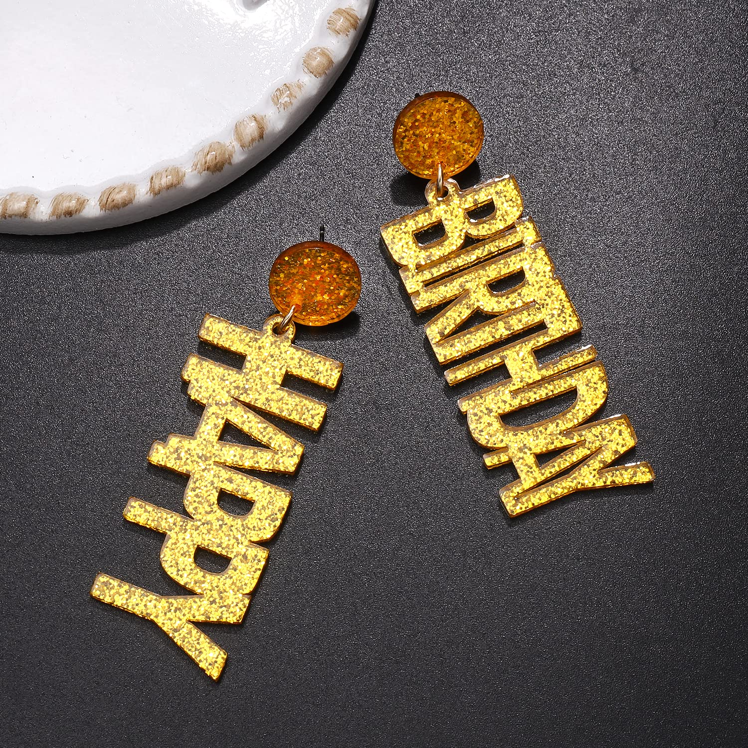 Happy Birthday Acrylic Glitter Drop Dangle Earrings for Women - HAPPY BIRTHDAY Letter Jewelry, Party Accessories, Festive Gift for Her | Perfect for Birthday Parties, Celebrations & Special Occasions