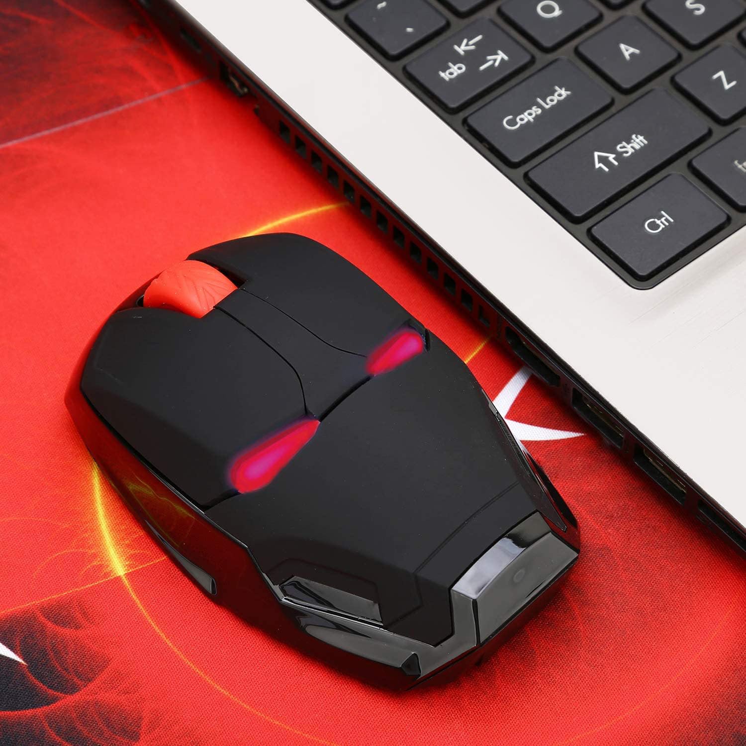 Mikayoo Ergonomic Wireless Mouse - Cool Iron Man Design, 2.4G Portable Mouse with USB Nano Receiver for PC, Laptop, MacBook, Up to 50 ft Range - Ideal for Office, Gaming, and Travel
