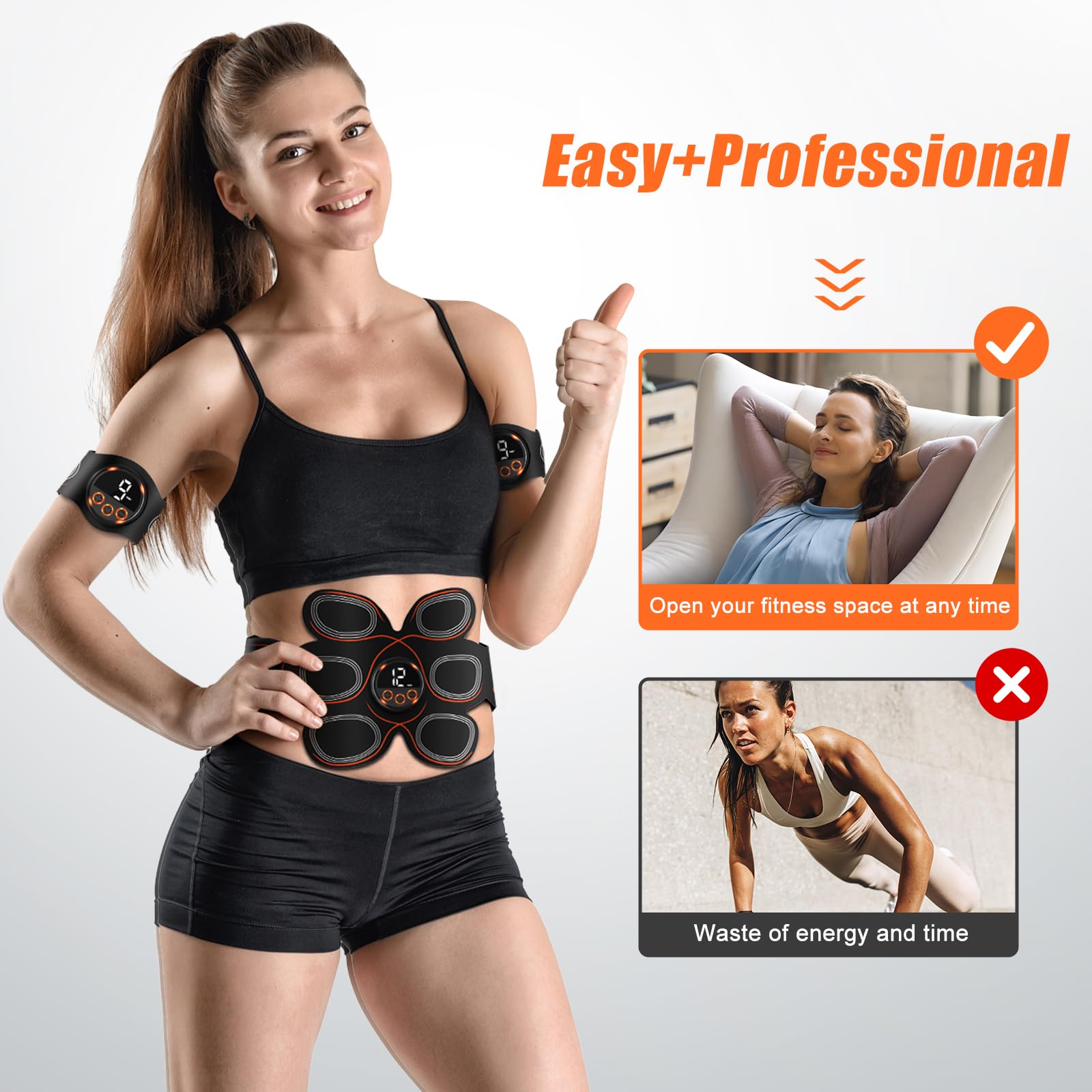 Electric Muscle Stimulator Belt - EMS Fitness Belt for Muscle Toning & Recovery - Perfect for Home Workouts, Physical Therapy & Athletic Training