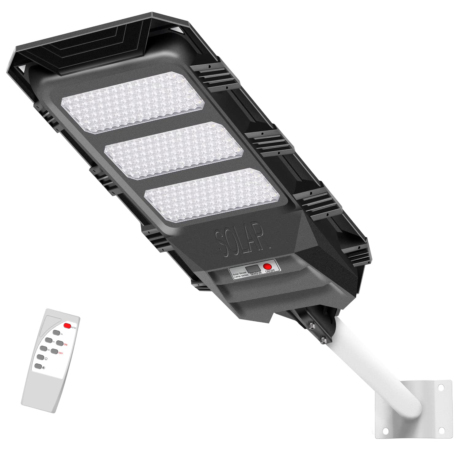 Gebosun 300W Solar Powered LED Street Light with Motion Sensor - IP67 Waterproof Outdoor Security Flood Light for Parking Lots, Backyards, Gardens, Warehouses, Pathways & Yards | Dusk to Dawn Lighting with Remote Control | Ideal for Home Security & Energy-Efficient Outdoor Illumination