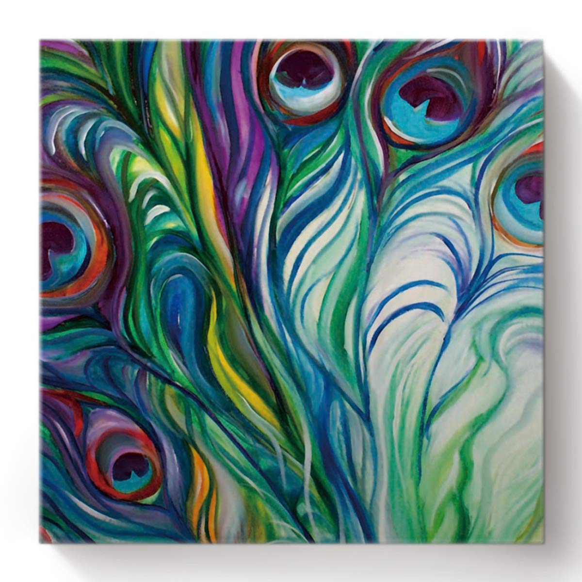 Greaben DIY Peacock Feather Paint by Numbers Kit - 16x16 Inch Oil Painting Canvas for Home Wall Decor, Unique Gift for Art Lovers | Perfect for Relaxation, Stress Relief & Creative Home Decoration