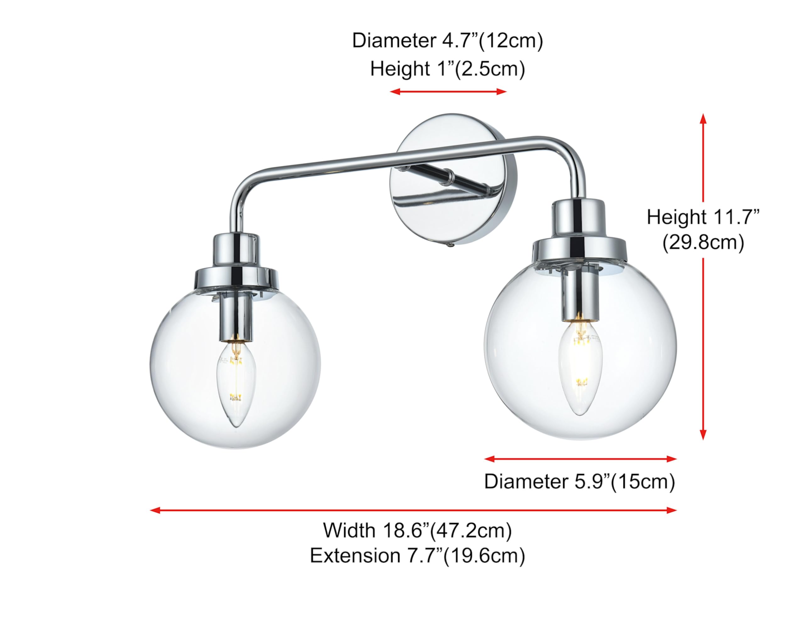 Hanson 2-Light Metal Bathroom Wall Sconce with Clear Glass Shade in Black/Brass - Perfect for Vanity Lighting, Powder Room, or Hallway Décor