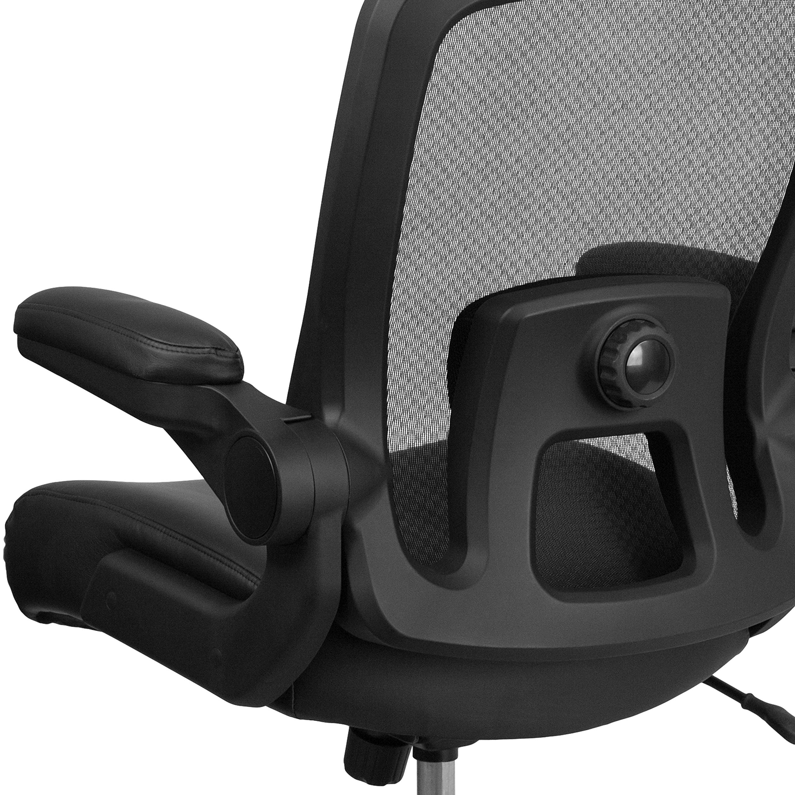 500 lb. Capacity Big & Tall Black Mesh & LeatherSoft Ergonomic Office Chair with Lumbar Support - Heavy Duty Executive Chair for Home & Office Workspaces
