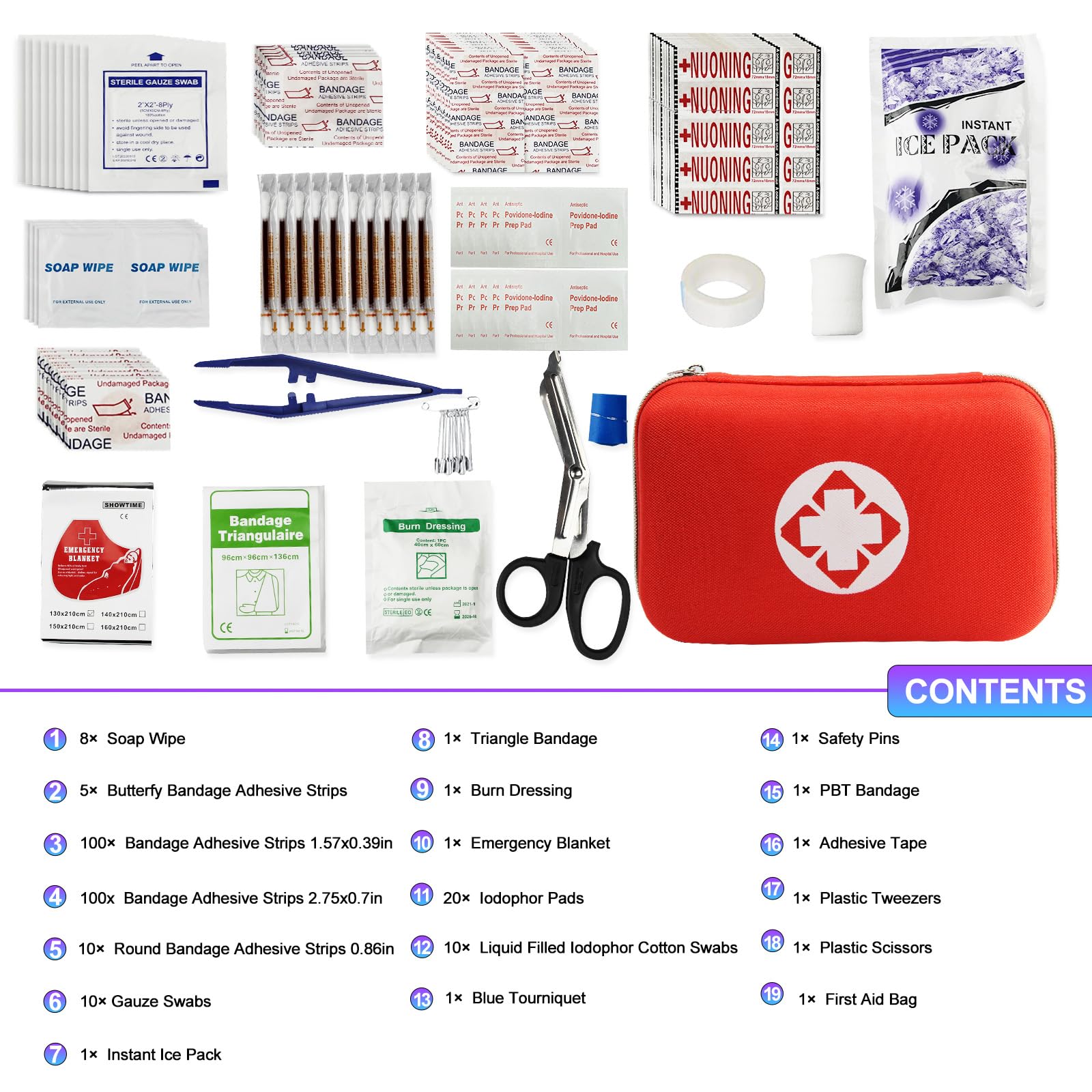 275-Piece Car First Aid Kit - Compact Survival Gear for Travel, Home, Camping & Hiking - Tactical Emergency Kit for Sports, Office, Boat & Outdoor Adventures - Essential Safety Supplies for Accidents & Urgent Situations