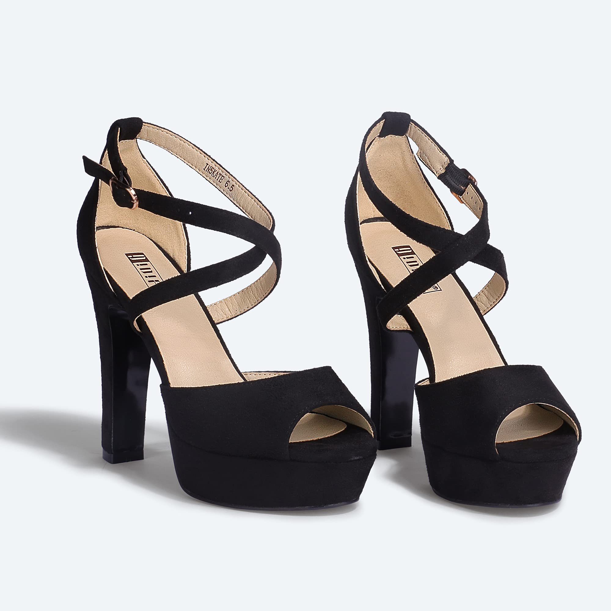 IDIFU Women's Chunky Heel Peep Toe Ankle Strap Sandals - Platform High Heels for Wedding, Party, Evening & Bridal Occasions | Comfortable Dress Shoes for Women