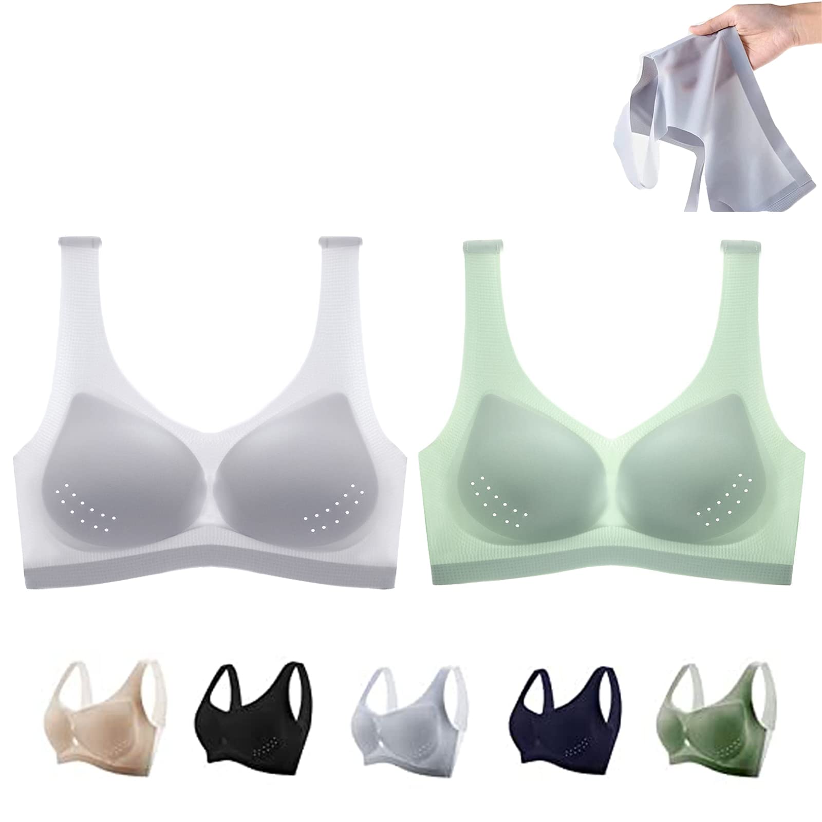 Ultra-Thin Ice Silk Sports Bra for Women - Seamless Wireless Bralette with Removable Pads - Breathable Comfort for Yoga, Running & Everyday Wear