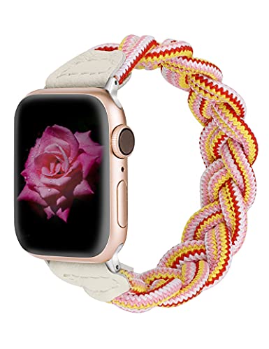 Stretchy Braided Solo Loop Band for Apple Watch 38mm 40mm 41mm 42mm 44mm 45mm 49mm - Soft Elastic Woven Strap Compatible with iWatch Series 8/7/6/5/4/3/2/1 & SE - Perfect for Workouts, Running & Everyday Wear