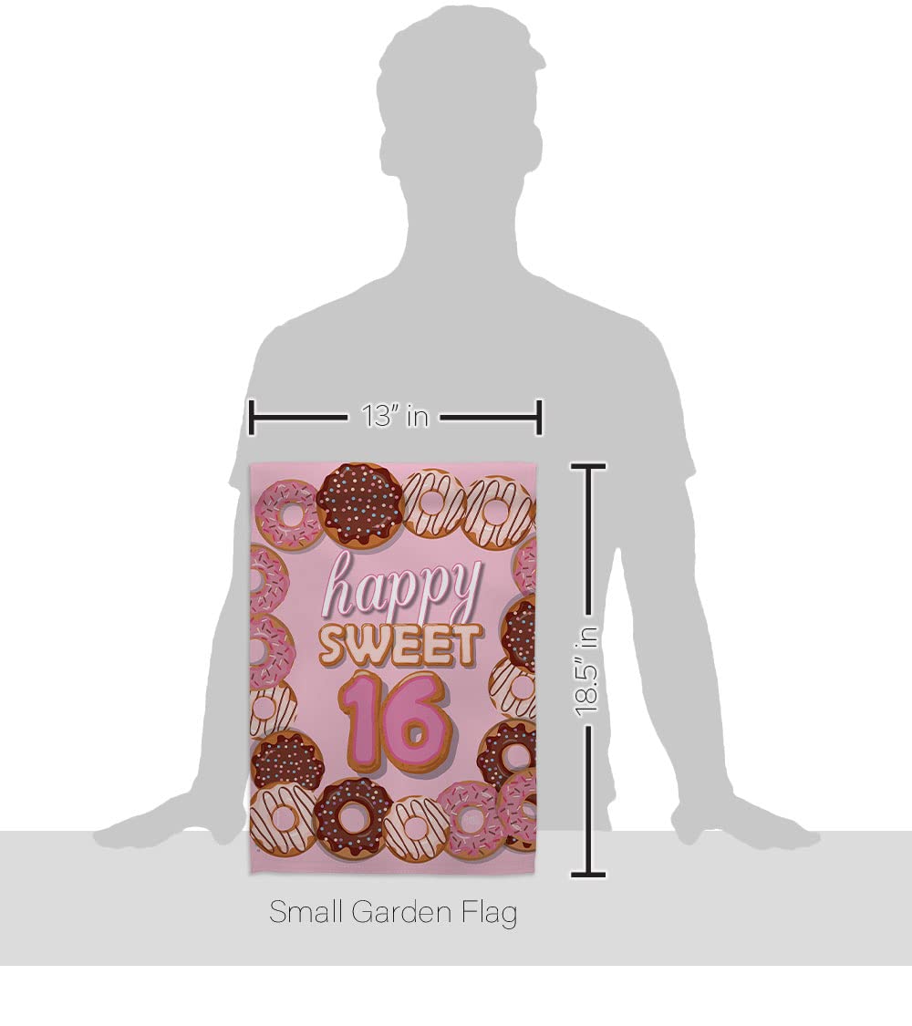 Sweet 16 Garden Flag - Double-Sided Teen Gift for Parties & Yard Decor