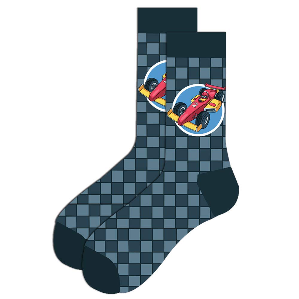 Santa Claus & Elk Print Men's Mid-Calf Socks - Soft Cotton Trendy Christmas Novelty Socks for Holiday Gifts, Winter Fashion & Casual Wear