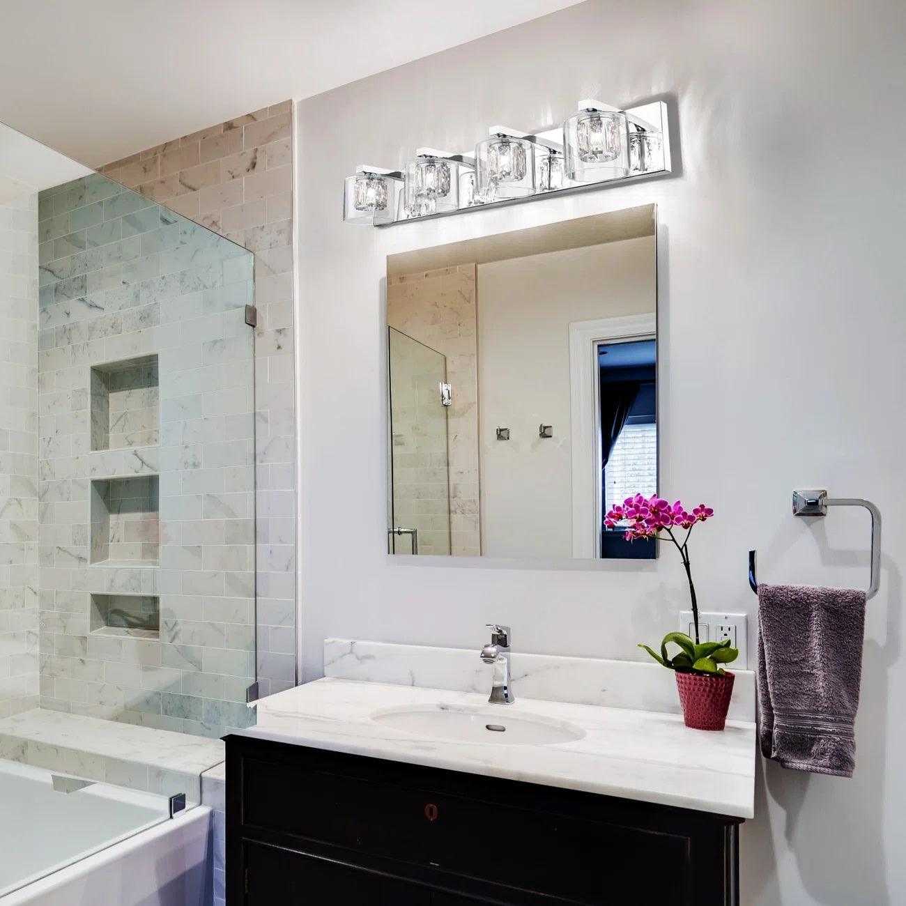Kolt Modern 4-Light Bathroom Vanity Light Fixture - Brushed Nickel Finish for Bathroom Mirror Lighting, Perfect for Modern Home Decor and Vanity Makeup Area