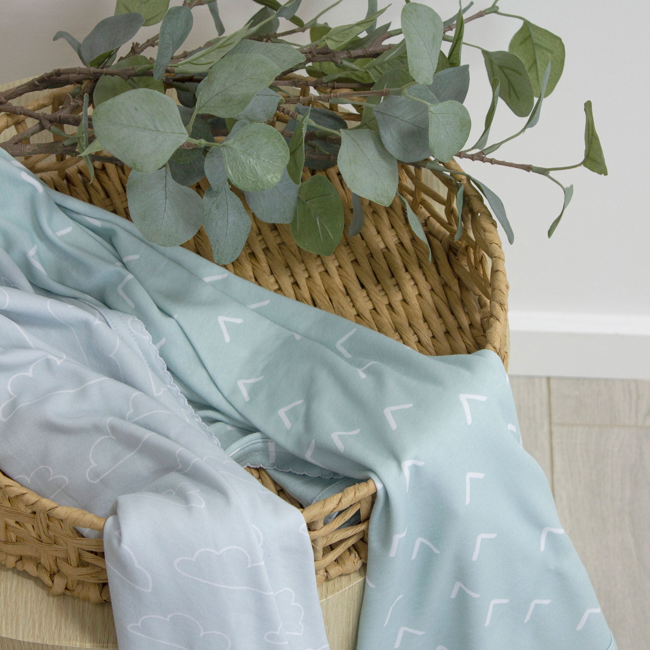 Nordic Style 2-Pack Jersey Wrap in Dusty Sky & Mint Colors - Soft & Comfortable for Home, Office, and Travel Use