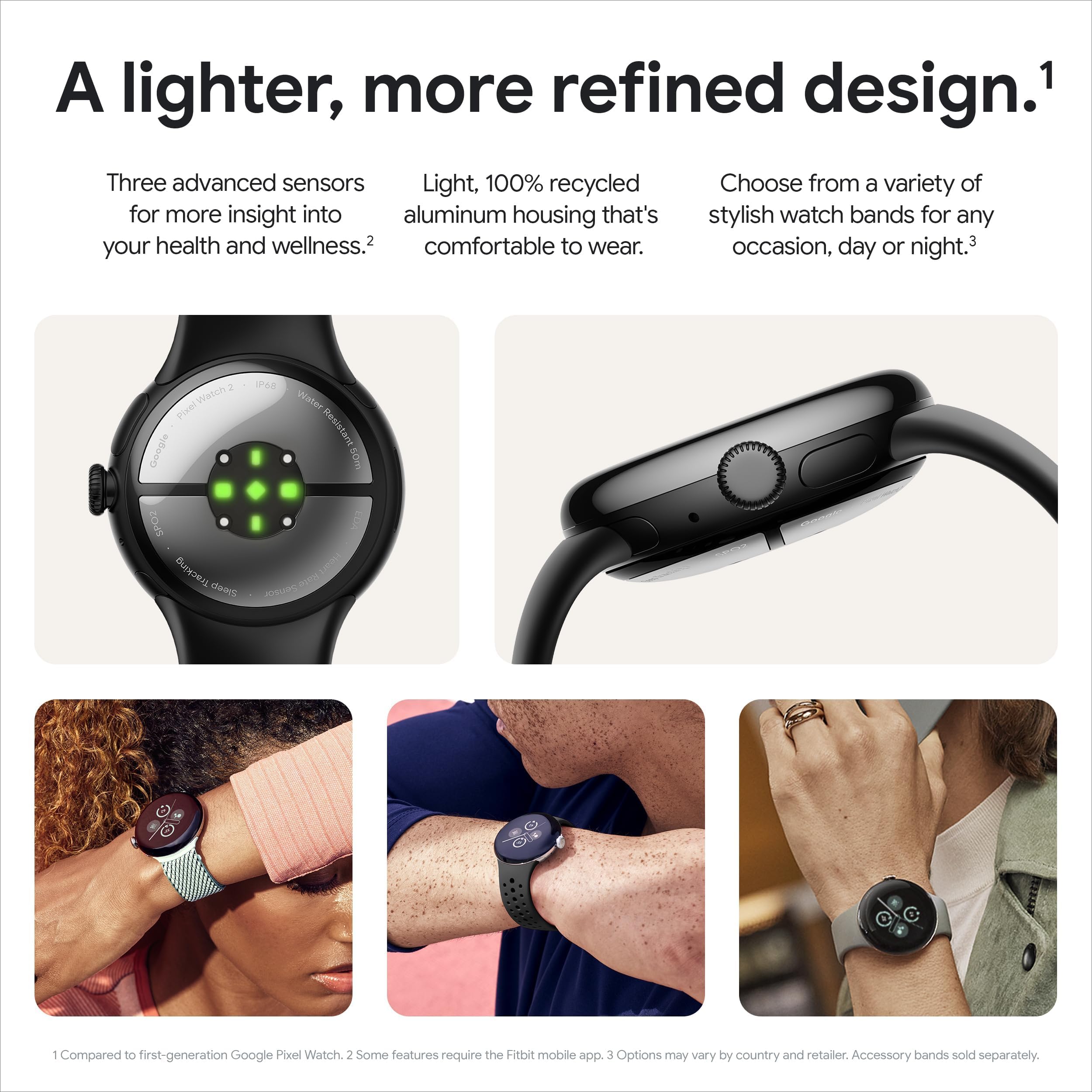 Google Pixel Watch 2 Smartwatch with Fitbit & Google Features - Heart Rate Monitor, Stress Tracker, Safety Alerts - Android Wear OS LTE Smart Watch (Renewed) - Matte Black Aluminum Case with Obsidian Band for Fitness & Daily Use